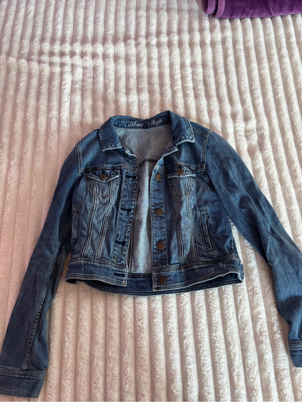 American Eagle Outfitters Dark Blue Denim Jacket - Women